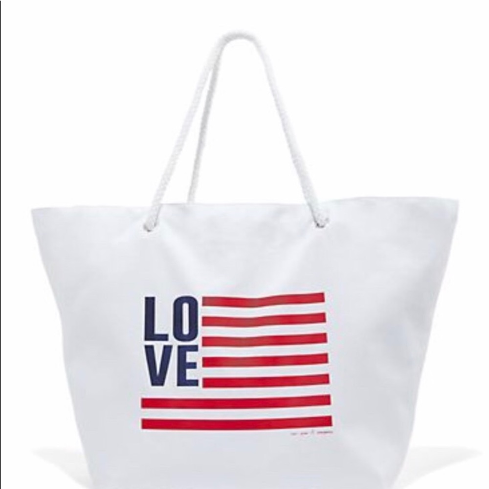 Flag-Print Top Handle Tote Bag